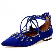 Women's Shoes Velvet Flat Heel Mary/ Pointed Toe Flats Party & Evening / Dress / Casual Black / Blue / Red