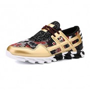 Women's Sneakers Spring / Fall Round Toe PU Athletic Flat Heel Others / Lace-up Black / White / Gold Running