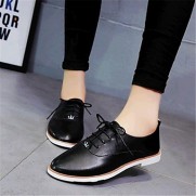 Women's Spring / Fall Comfort Leatherette Outdoor / Casual Flat Heel Lace-up Black / Blue / White
