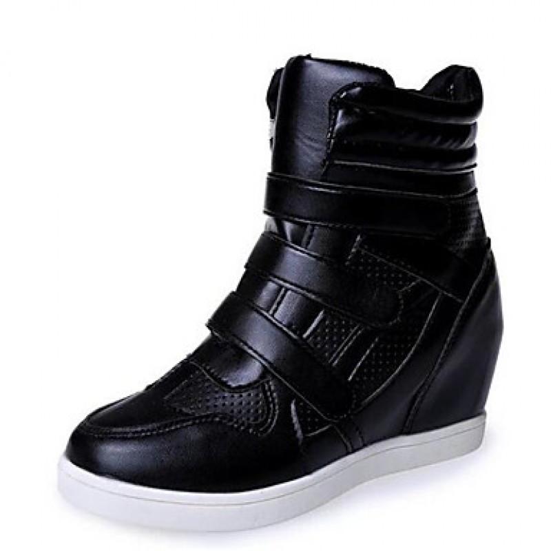 Women's Sneakers Spring / Fall Wedges Leatherette Outdoor / Casual Wedge Heel Buckle Black / White Others