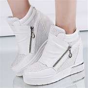 Women's ShoesFlat Heel Round Toe Fashion Sneakers Casual Black/White/Silver